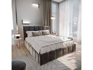 Lit coffre 140x200 cm <strong>MASSENO</strong>  <strong></strong> coloris gris