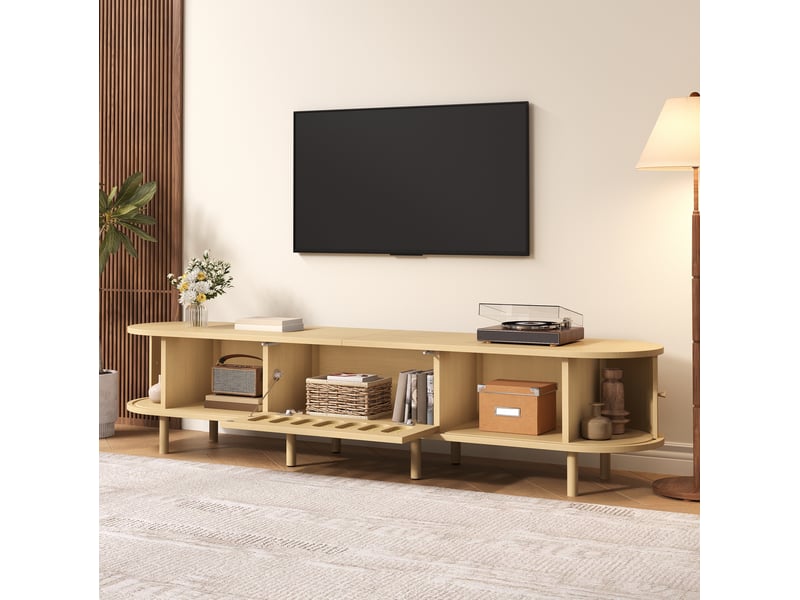  Meuble tv 180 cm 5 rangements fermés coloris naturel homvra  - Conforama D