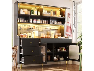Buffet 4 porte(s) 5 tiroir(s) <strong></strong> <strong></strong> - 145 cm coloris noir