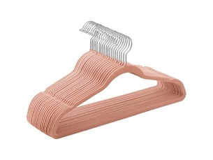 Lot de 20 cintres velours adulte, longueur 41,5 cm, fins, grande capacité de charge, avec crochets pivotants à 360°, pour manteaux, chemises, rose clair et argent crf026r20