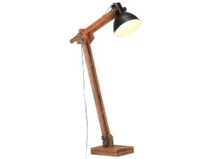 Lampadaire salon, lampe sur pied noir bois de manguier massif e27