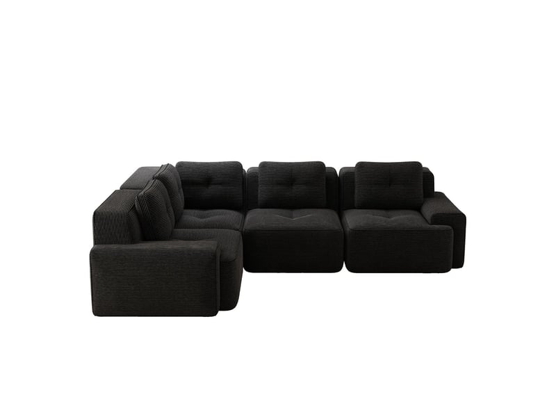  Canapé modulable 4 places en velours côtelé noir 382x104x69 cm W3325S00252 - Conforama A