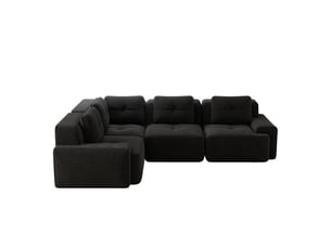 Canapé modulable 4 places en velours côtelé noir 382x104x69 cm