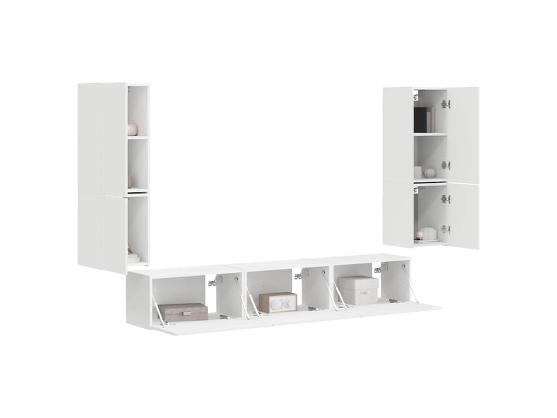  Ensemble meuble tv - banc tv - meuble de rangement 4 pcs blanc bois d'ingénierie  - Conforama C
