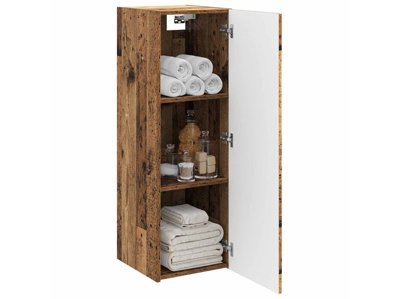  Cabinet salle de bain mural, meuble de rangement bois ancien 33x34.5x100 cm shl9533  - Conforama C