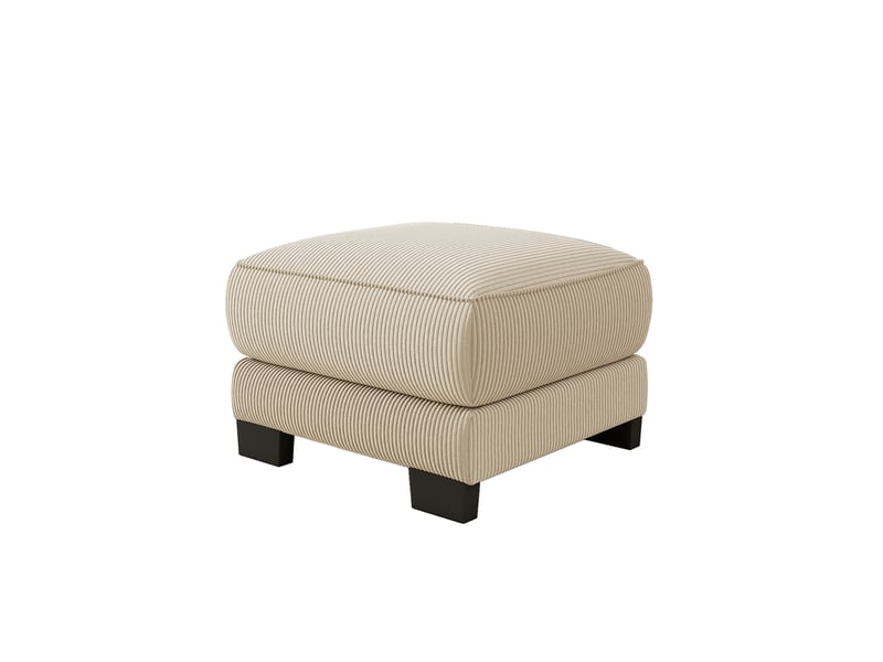  Pouf de salon - pouf mason en velours tricoté beige, 72.5 x 67 x 53 cm, velours côtelé, pour salon, tissu velours côtelé de haute  - Conforama A