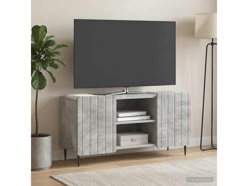  Meuble tv - banc tv - meuble de rangement 102 x 34,5 x 52 cm gris béton bois d'ingénierie  - Conforama D