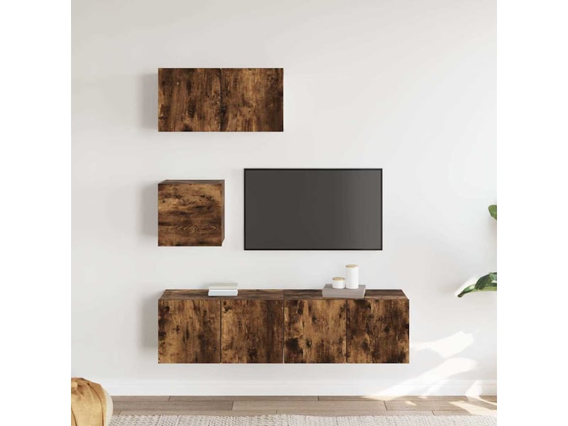  Ensemble de meubles tv 4 pcs chêne fumé bois d'ingénierie shl2111  - Conforama C