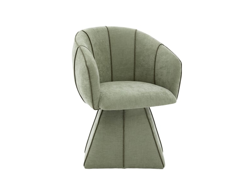  Chaise pivotante 56x54x74.5cm - fauteuil ergonomique coquillage en tissu chenille pour adulte et adolescent salon - vert olive  - Conforama A
