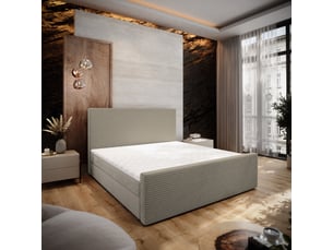 Lit avec rangement 140x200 cm <strong>MASSENO</strong> <strong></strong> coloris beige