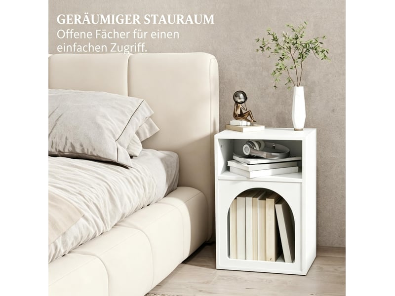  Lot de 2 tables de chevet en mdf 40x30x60 cm – blanc – 2 niches ouvertes au design arche moderne  - Conforama E