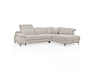 Canapé d'angle droit convertible l. 278 cm tissu chiné beige - tulio