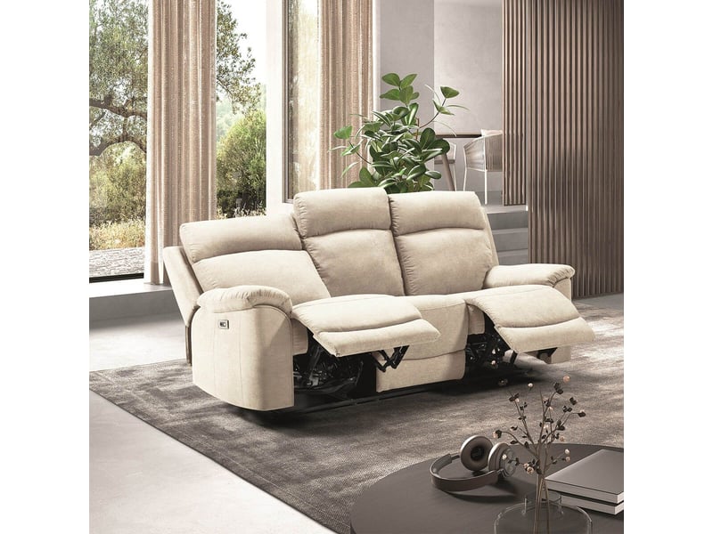 Canapé 3 places relax électrique tissu waterproof ivoire - briana BRIANA - Conforama B