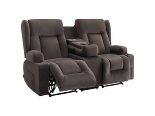 Canapé inclinable électrique 2 places, causeuse inclinable avec chauffage, massage et console centrale, en daim, avec ports usb, porte-gobelets et poches latérales, pour salon appartement