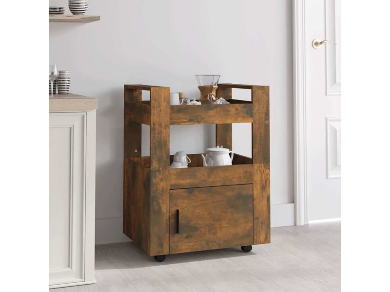  Desserte de cuisine, chariot de rangement chêne fumé 60x45x80 cm bois d'ingénierie shl48752  - Conforama B