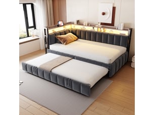 Lit banquette 90x200 cm <strong></strong>  <strong>OPULERANE TRADING LTD</strong> coloris gris