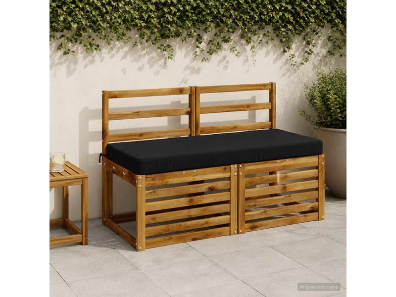 Lot de 2 coussins de banc, coussins d'assise soest 100 % polyester noir cf57327 - Conforama B