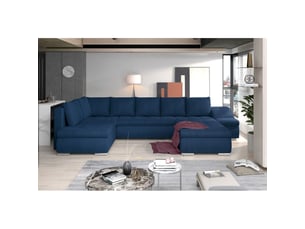 Canapé panoramique gyovani bleu marine angle droit convertible 6 places