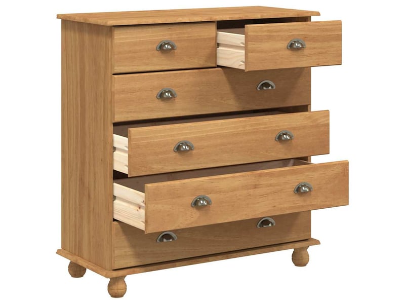  Commode chambre adulte, armoire à tiroirs askim marron 91x40x95,5 cm bois de pin massif  - Conforama E