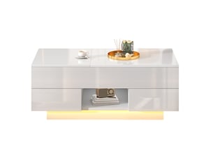 Table basse rectangulaire coloris blanc <strong>DESMIU</strong> <strong></strong> - 45 cmx100 cm