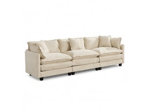 Canapé 3 places nuage moderne sectionnel salon chambre appartement coussin double couche rembourré tissu chenille respirant beige