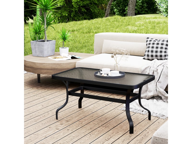  Table basse de jardin, table d'appoint extérieur métal noir 95x55x46cm  - Conforama C