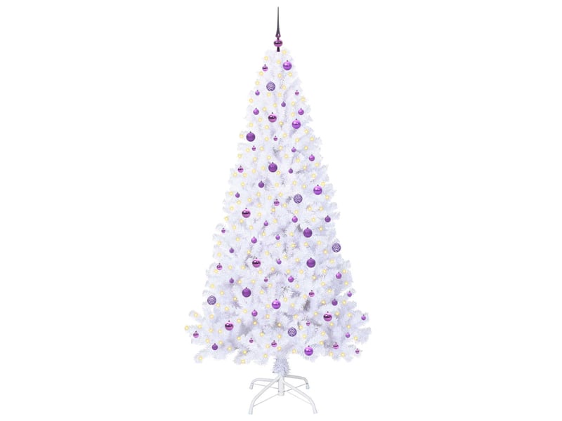  Sapin de noël artificiel, arbre de noël avec 300 led blanc 240 cm pvc et acier shl5113  - Conforama C