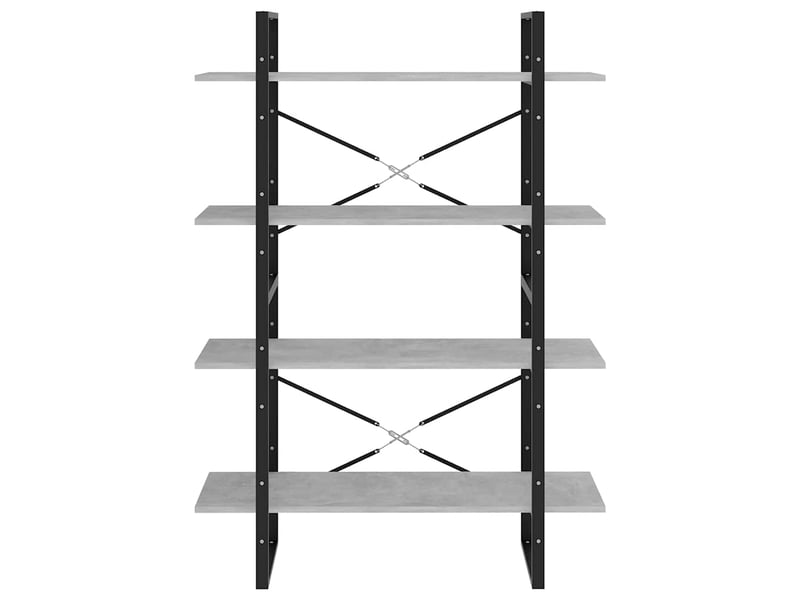  Bibliothèque à 4 niveaux, armoire à livres gris béton bois d'ingénierie  - Conforama E