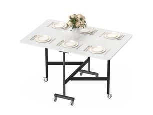 Table pliante pour 4 à 6 personnes avec 2 rabats et roulettes avec freins, 120 x 80 x 73 cm, bois blanc
