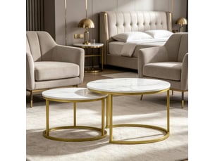 Table basse rond(e) coloris bicolore <strong>WISHDOR</strong> <strong></strong> - 74 cmx59 cm