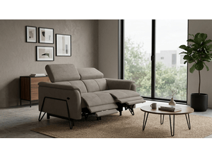 Canapé 2 places roden, 2x relax, tissu velours beige