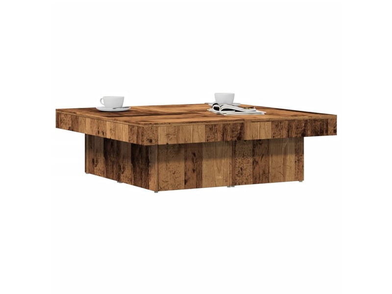  Table basse | table de salon vieux bois 90x90x28 cm bois d'ingénierie  - Conforama A