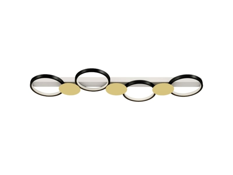  Plafonnier led 38 w 1500 lm, noir et doré, 3000-6500 k, 4 ampoules, télécommande  - Conforama A