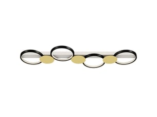 Plafonnier led 38 w 1500 lm, noir et doré, 3000-6500 k, 4 ampoules, télécommande