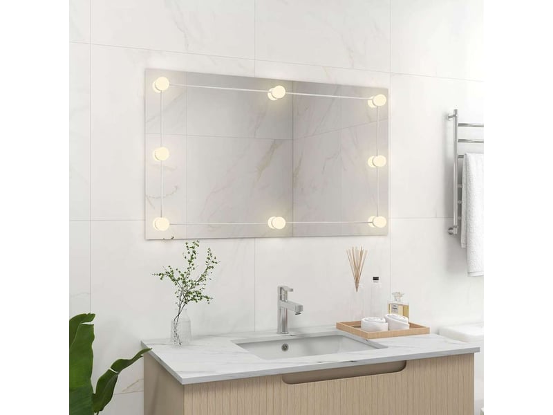  Miroir mural sans cadre avec lampes led rectangulaire verre cf62877  - Conforama C
