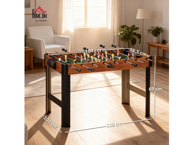 Baby-foot sur pied 118x104x69 cm – marron – compteur de points, 2 balles et poignées antidérapantes noires - Conforama C