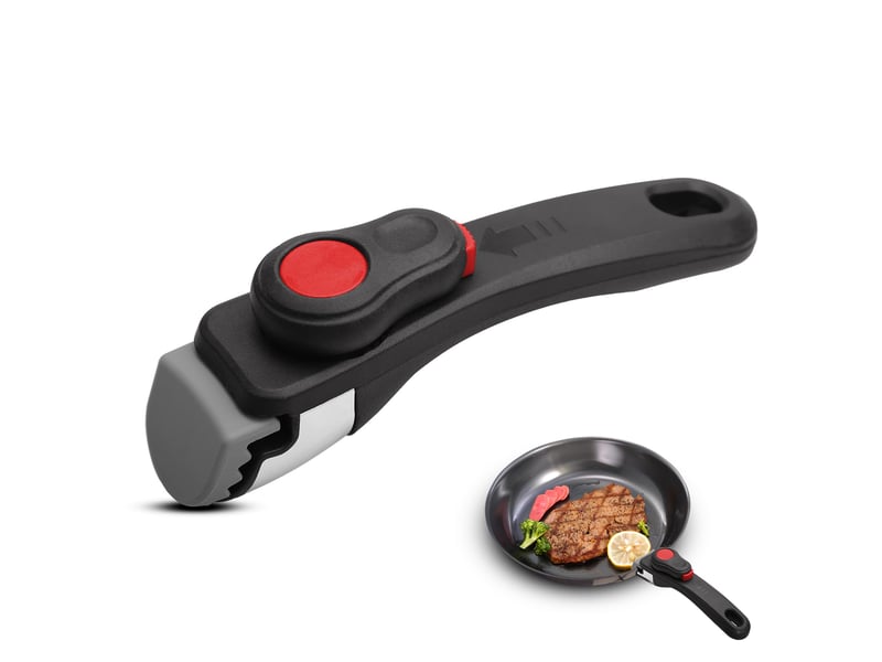  Poignée amovible universelle - manche verrouillage et bouche denté - manche détachable pour casseroles et poêles, supporte 5 kg (noir)  - Conforama A