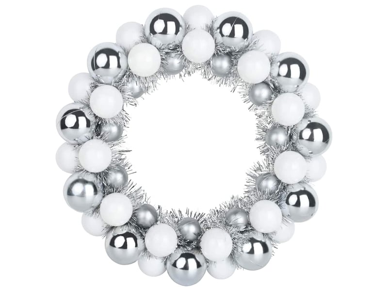  Couronnes de boules de noël 2 pcs blanc et argent 33 x 33 x 7 cm  - Conforama D
