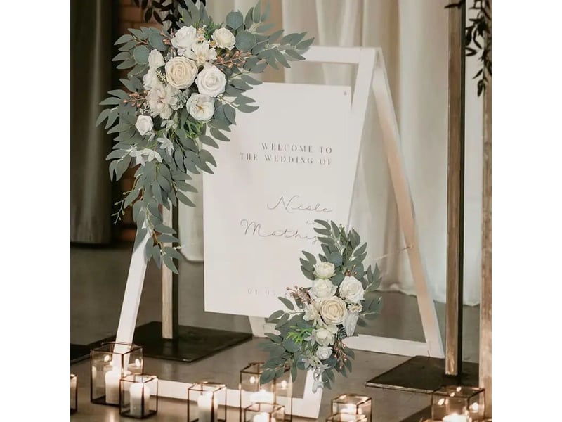  Kit de fleurs artificielles pour arche de mariage (un ensemble) convient pour la décoration de la cérémonie et de la réception de mariage (blanc)  - Conforama E