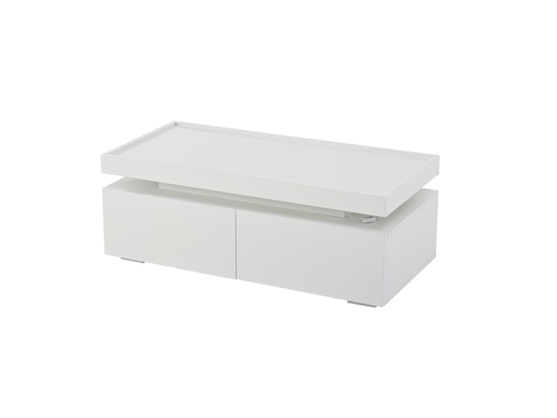  Table basse led avec 2 tiroirs en panneau de particules blanc brillant 95x45x35 cm  - Conforama B