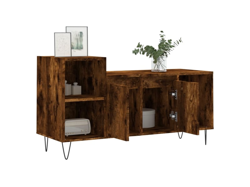  Meuble tv - banc tv - meuble de rangement chêne fumé 100x35x55 cm bois d'ingénierie  - Conforama D