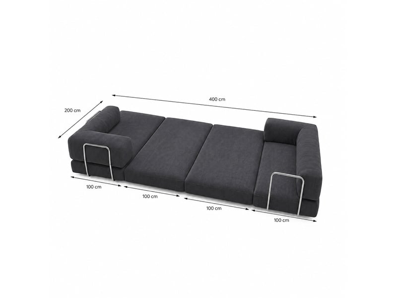 Canapé compressé convertible 5 places à mémoire de forme en velours côtelé gris foncé barry - Conforama D
