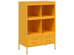 Buffet haut - bahut - meuble de rangement jaune moutarde 68x39x101,5 cm acier