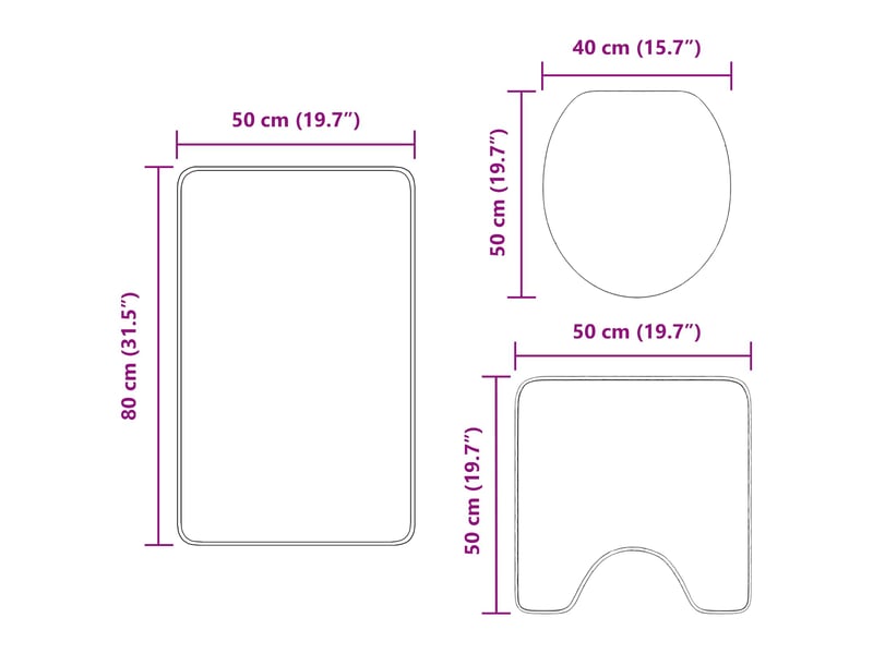  Ensemble de tapis de bain antidérapants 3 pc gris foncé pp cf64753  - Conforama E