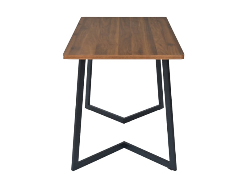 Ensemble salle à manger 5 pièces – table moderne + 4 chaises velours noir, plateau mdf noyer, pieds métal noir - Conforama E