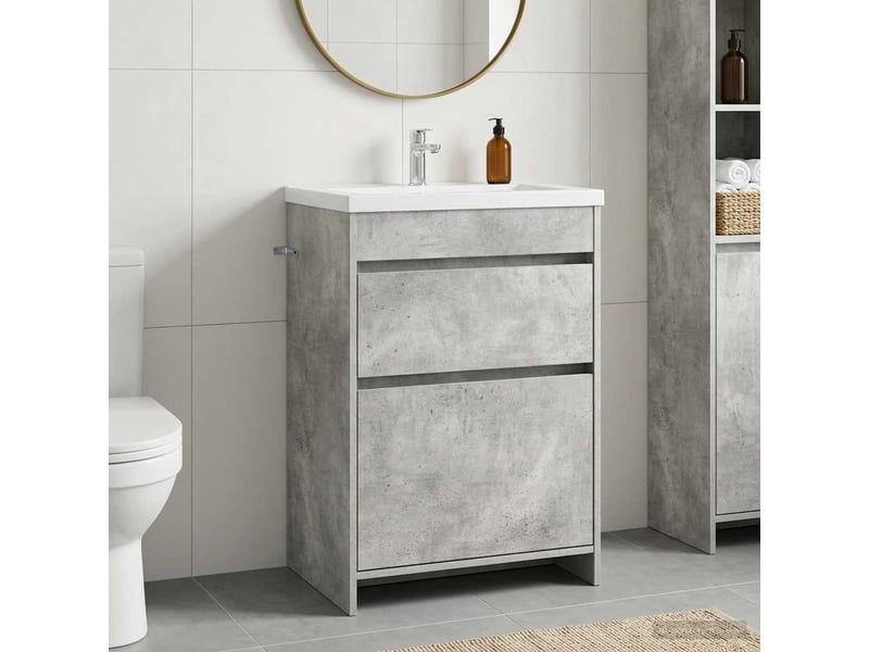  Meuble sous lavabo de salle de bain, commode gris béton shl5739  - Conforama B