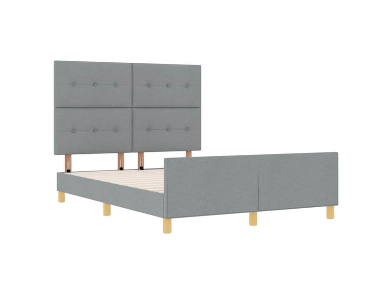  Lit double- lit adulte -  cadre de lit avec tête de lit gris clair 160 x 200 cm tissu  - Conforama D
