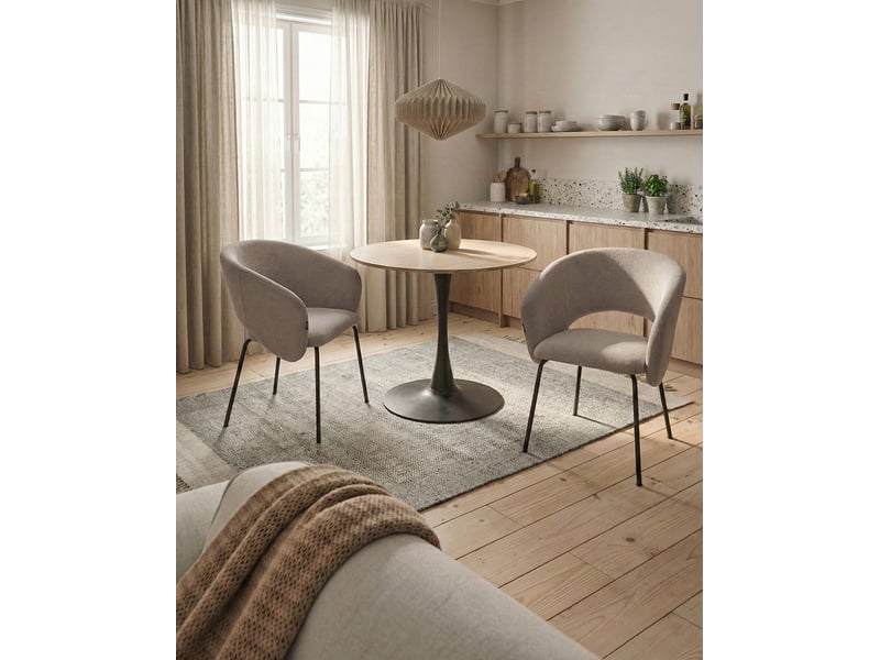 Lot de 2 chaises de salle à manger blakely tissu taupe  - Conforama B