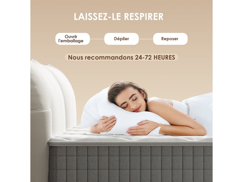  Matelas 120x200 - épaisseur 30cm, mi-ferme, double face aux 7 zones de soutien ergonomique, certifié oeko-tex, confort respirant  - Conforama E