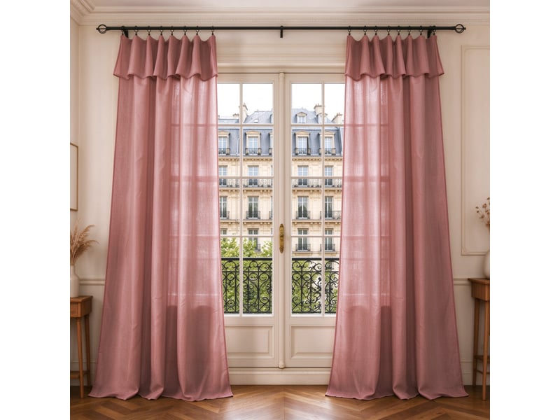  Lot de 2 voilages ajustables + 8 anneaux pince 140 x 270 cm evasion polyester effet lin  - Conforama A